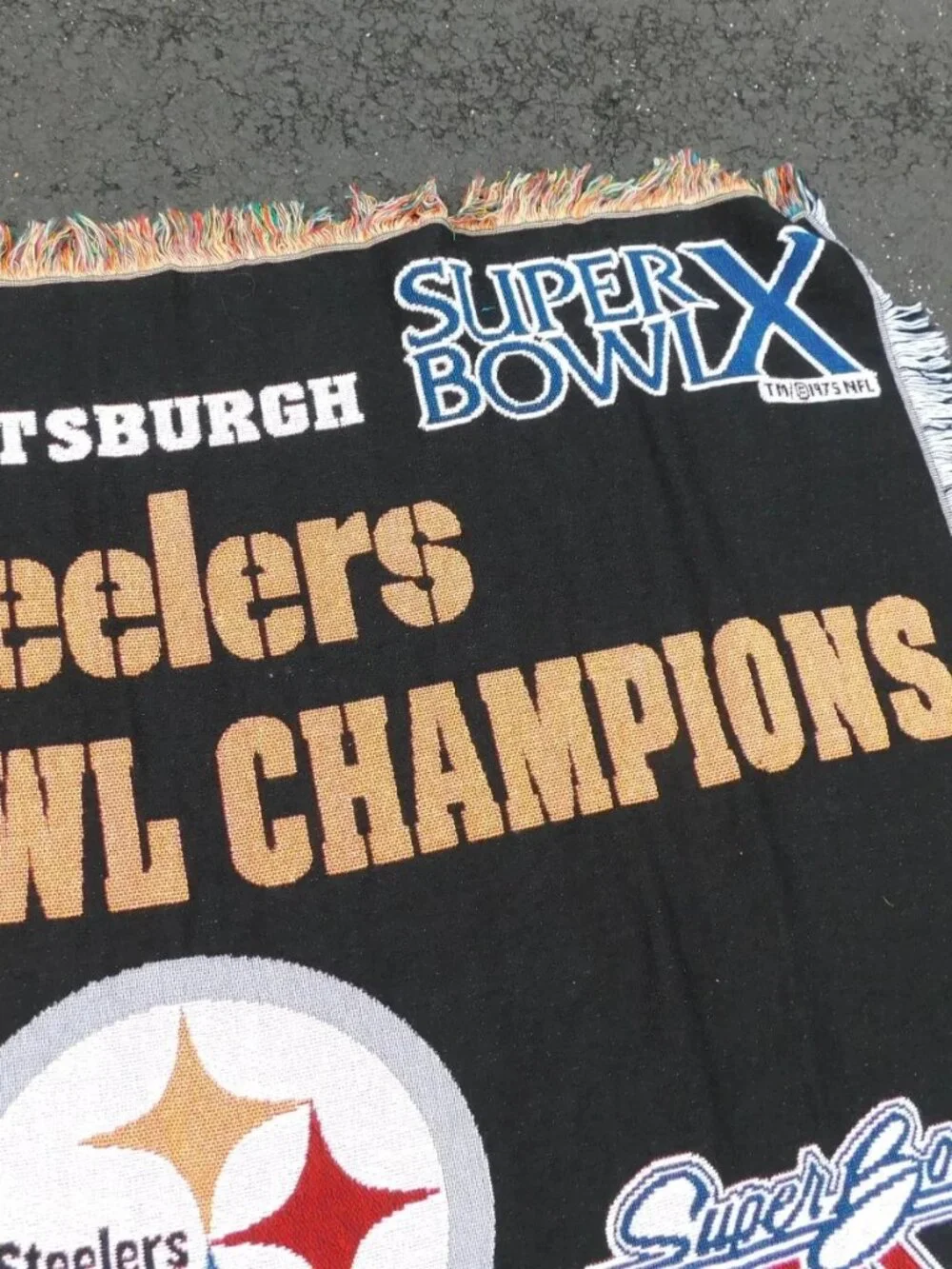 Pittsburgh Steelers Super Bowl Champions Tapestry Fringed Afghan Throw Blanket